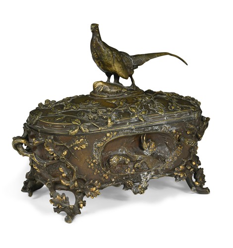 Lot 713 - After Auguste Nicolas Cain (1821-1894), a bronze jewel casket