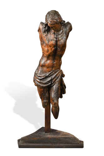 Lot 326 - A Continental carved limewood Corpus Christi, 17th century
