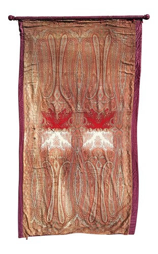 Lot 629 - A pair of woven woollen paisley festoon or Austrian blinds, circa 1980