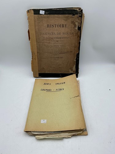 Lot 232 - Antique bonds in a folder, and unbound copy of...