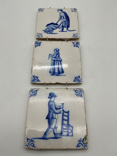 Lot 9 - A group of three Dutch Delft tiles, 18th century