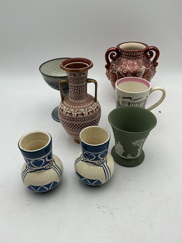 Lot 67 - A Cantagalli marked lustre vase and various...