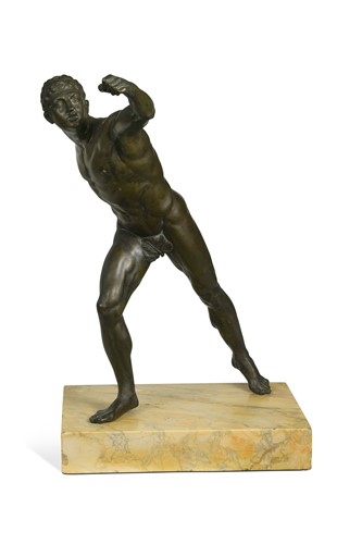 Lot 676 - After Agasias of Ephesus, a bronze Grand Tour model of the Borghese Gladiator, 19th century