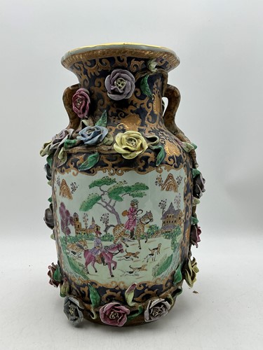 Lot 27 - A Chinese ceramic vase, modern, the blue...