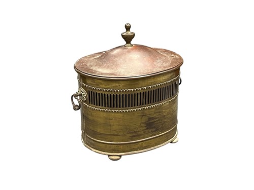Lot 697 - A brass oval coal bucket, early 20th century,...