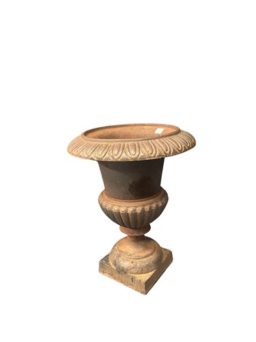 Lot 768 - A Victorian style cast iron Campana garden urn,...