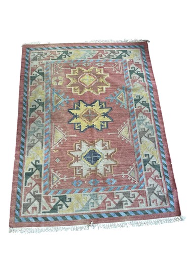 Lot 801 - A Kilim rug, 20th century, the peach ground...