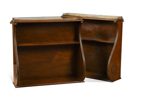Lot 428 - A pair of mahogany hanging book shelves, 19th century