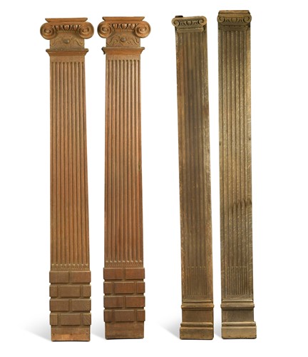 Lot 724 - A two pairs of ionic oak columns, late 19th/ 20th century