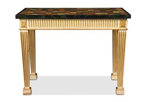 Lot 521 - A Louis XVI style gilt and white painted console table