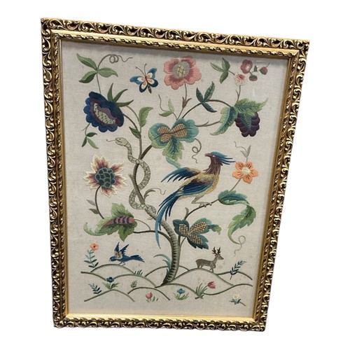 Lot 209 - A crewel work style needlework panel, 20th...