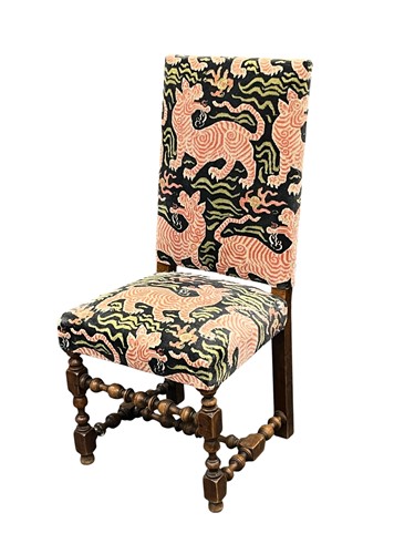 Lot 737 - A 1980s style high backed chair with chenille...