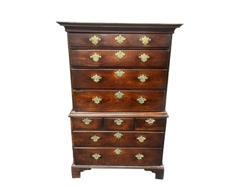 Lot 613 - An oak and pine chest on chest, early 18th...