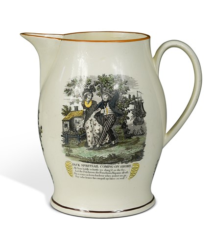 Lot 368 - A large creamware jug, 18th century
