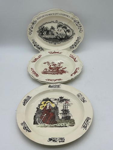 Lot 11 - An 18th century creamware oval dish inscribed '...