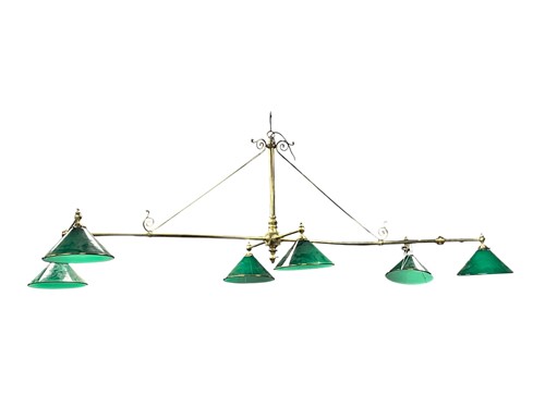 Lot 228 - A brass billards or snooker six branch ceiling...