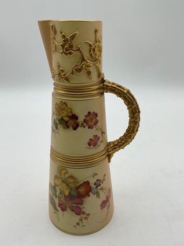 Lot 17 - A Royal Worcester tapering cylindrical jug...