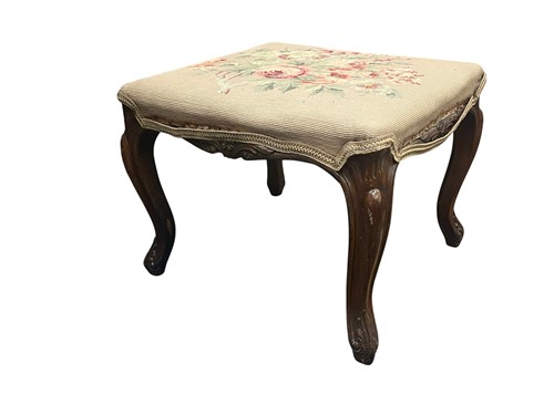 Lot 552 - A Victorian walnut stool, with floral...