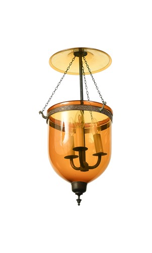 Lot 547 - An amber coloured glass lantern, 20th century,...