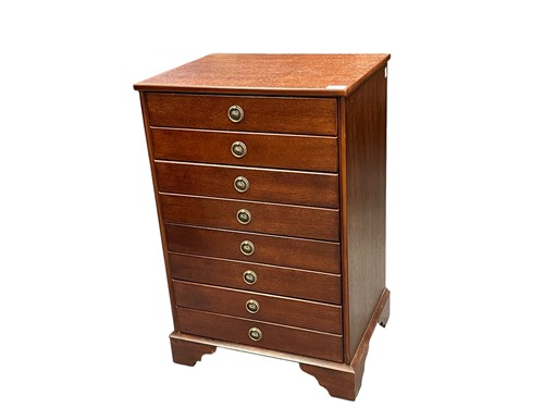 Lot 742 - A modern mahogany collector's cabinet drop...