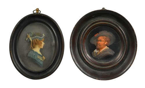 Lot 540 - Two wax relief profile portraits, 19th century