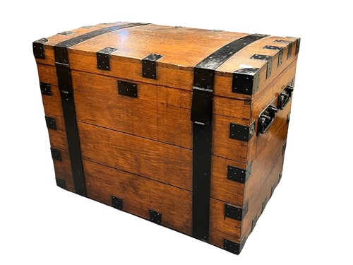Lot 746 - A 19th century oak and metal bound silver...