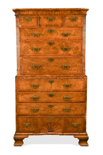 Lot 322 - A George I walnut secretaire chest