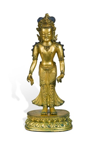 Lot 74 - A Tibetan gilt bronze Bodhisattva Avalokiteshvara