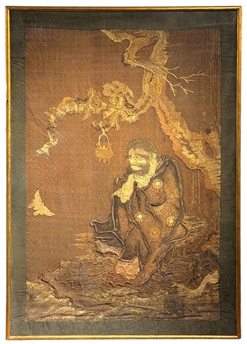 Lot 65 - A Japanese silk embroidery, Meiji period