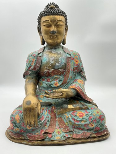 Lot 70 - A seated Chinese or Japanese cloissonne Buddha,...