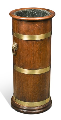 Lot 687 - An Edwardian brass-bound oak stick stand by Charles P Rogers