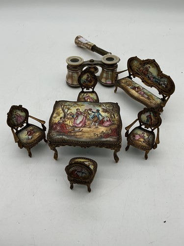 Lot 48 - A decorative set of enamelled dolls house...