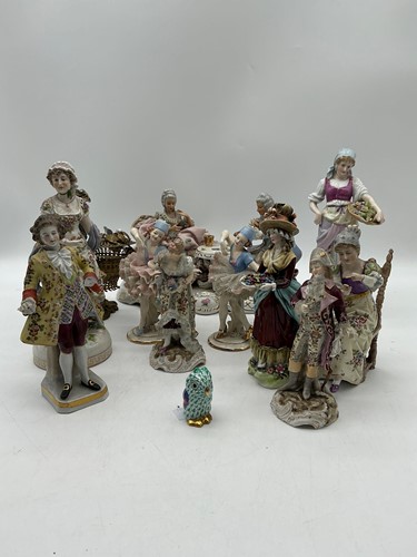 Lot 34 - A group of mainly continental figurines, some...