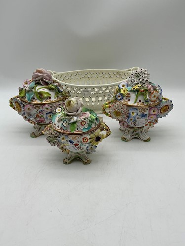 Lot 21 - A pierced creamware chestnut basket, Leeds,...