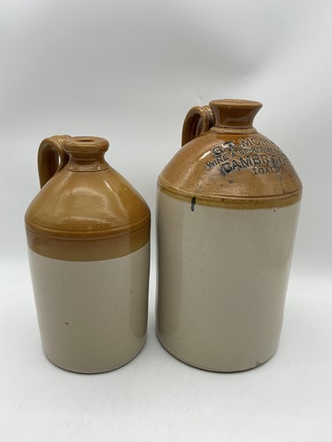 Lot 30 - Two glazed stoneware flagons, late 19th/ early...